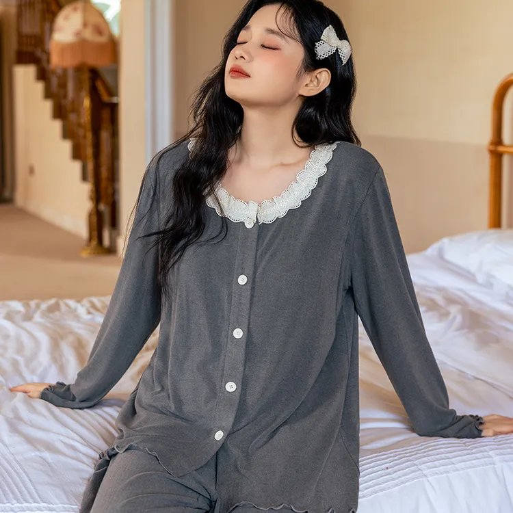 带胸垫超柔发热月子服冬产后哺乳家居服春秋免穿内衣孕妇睡衣6211