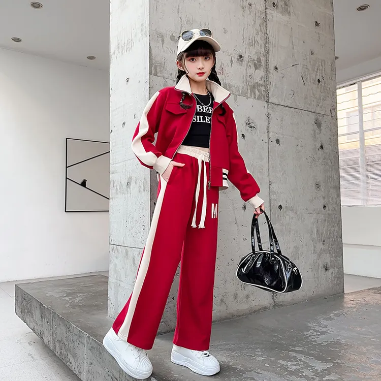 2023亲子轻奢定制春秋洋气运动休闲宽松套装中大童炸街