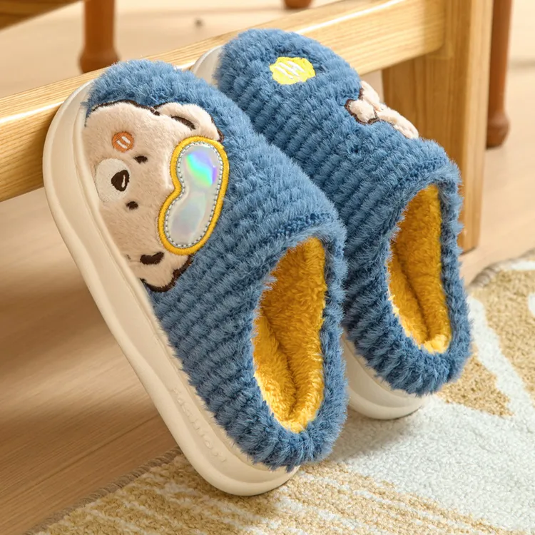 儿童棉拖鞋男童秋冬季加厚新款防滑厚底保暖毛绒女童宝宝拖鞋冬天
