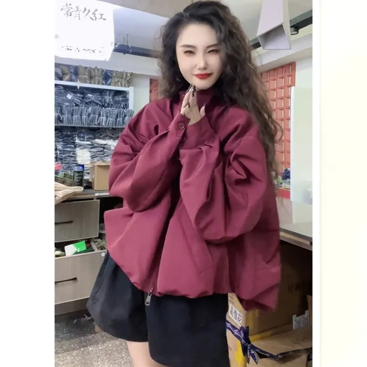 美式复古韩版工装外套2024秋季春游新款纯色立领休闲百搭上衣夹克