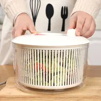 日式蔬菜脱水器果蔬收纳甩干机家用手动去水洗菜盆神器甩水沥水篮