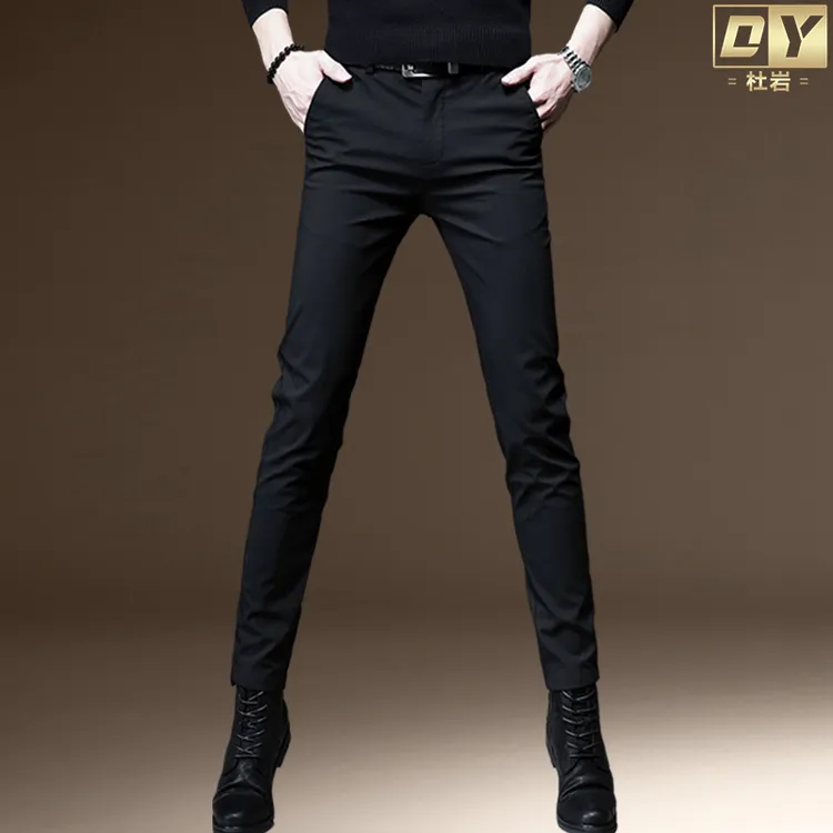 秋季男士休闲裤韩版修身小脚裤黑色百搭九分长裤西装裤弹力西裤男