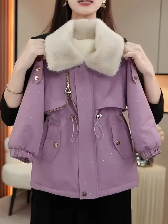 女童加绒派克服秋冬装2025新款儿童时髦上衣韩版女孩加厚外套洋气