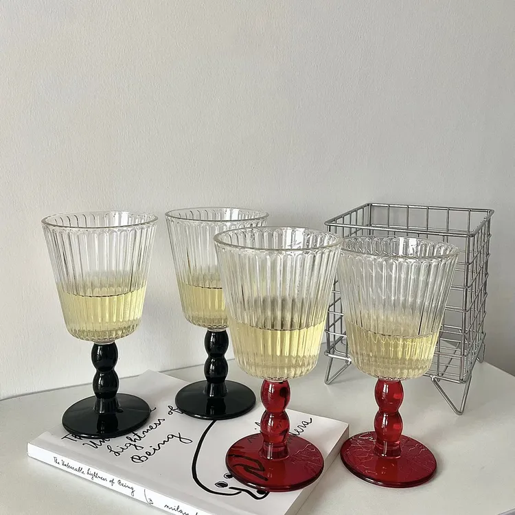 复古INS玻璃高颜值高脚杯酒杯红酒香槟杯果汁饮料杯冰淇淋杯