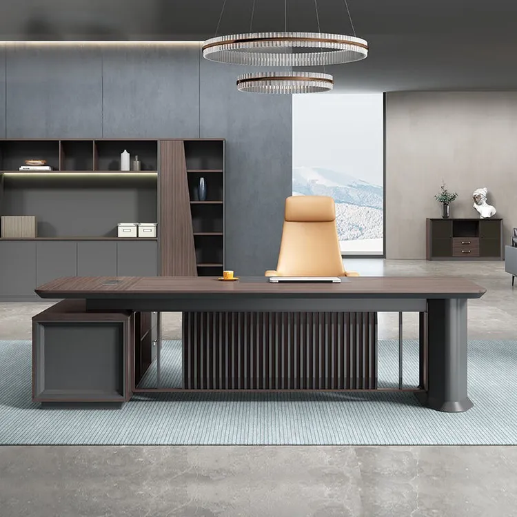 老板桌总裁办公桌时尚轻奢办公单人大班台经理桌含侧柜文件