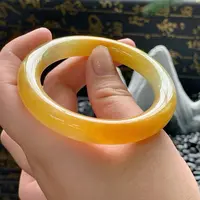 【实物拍摄】鸡油黄成品手镯天然缅甸翡翠A货满黄翡小圈口高货放漏
