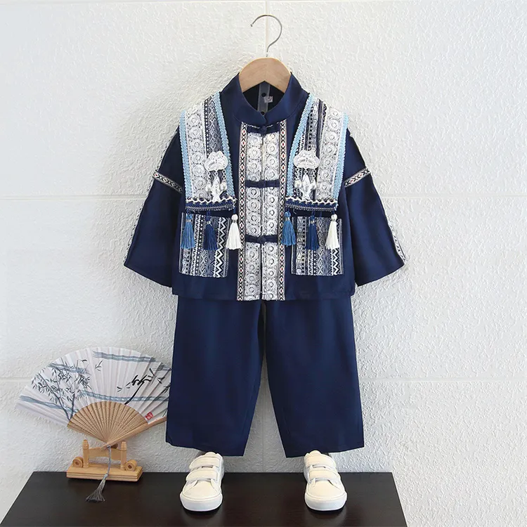 男童汉服三月三广西壮族服饰苗疆少数民族服装儿童春秋装舞蹈演出