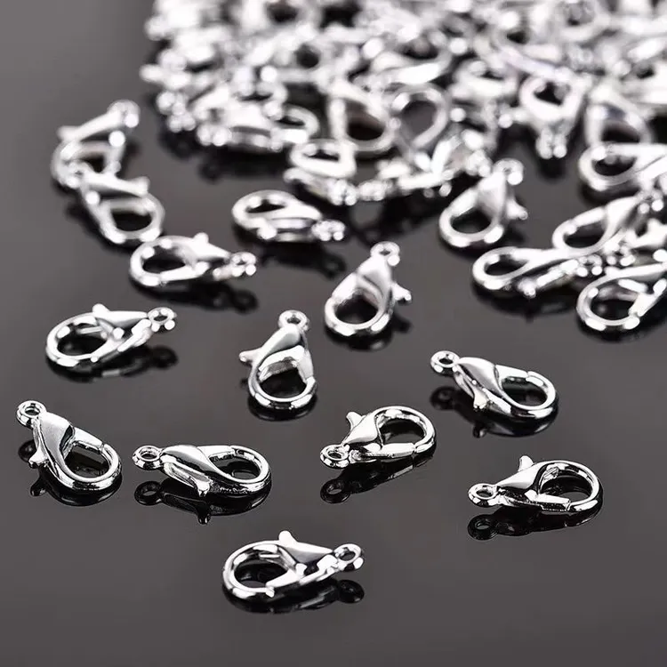 10/12mm龙虾扣diy手链项链材料链接扣银色金属配饰特价链接扣