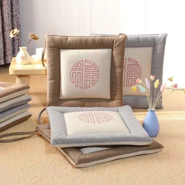 中式椅子方形坐垫餐桌四季透气凳子坐垫榻榻米坐垫垫子蒲团坐垫