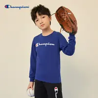 【儿童节礼物】Champion童装秋季新款草写LOGO套头长袖T恤