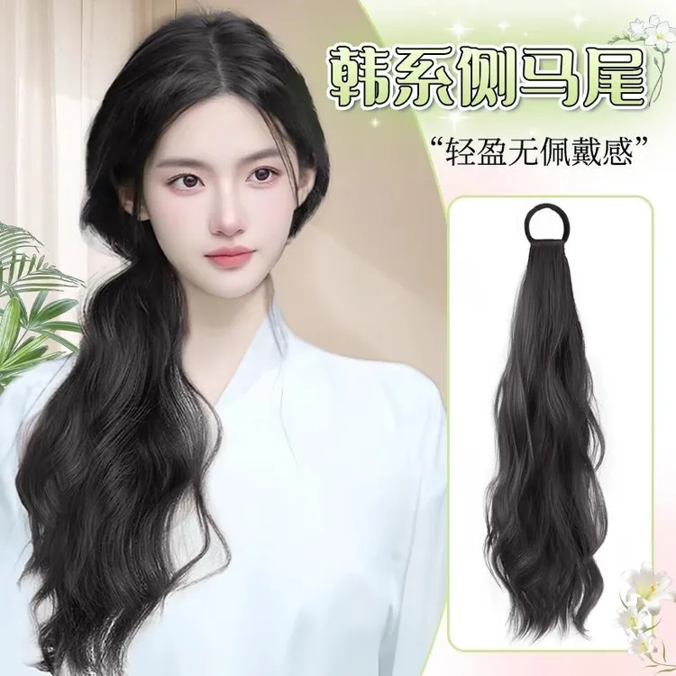 假辫子女马尾新中式抓夹蝴蝶结麻花辫编发自然国风汉服假马尾辫