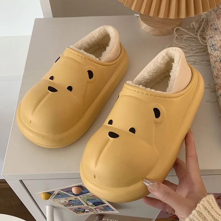 防水秋冬季棉拖鞋女士室内外穿家居家用防潮情侣厚底冬天厚底防滑