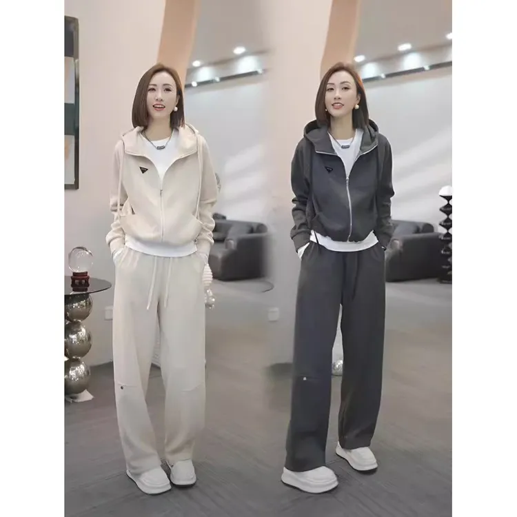 春秋新款洋气休闲运动套装连帽卫衣外套+休闲卫裤时尚减龄两件套