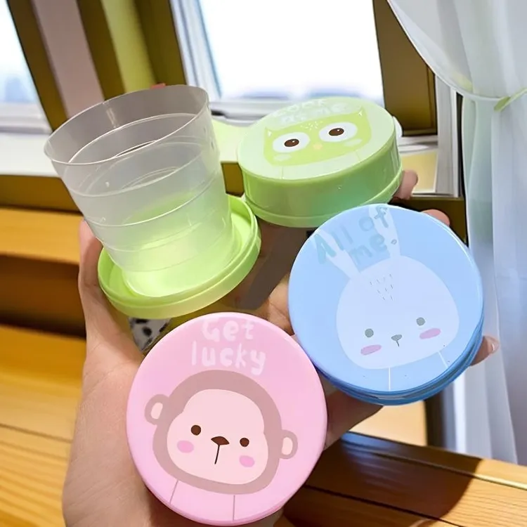 卡通伸缩水杯可爱小巧礼品折叠迷你水杯户外旅行杯压缩水杯便携
