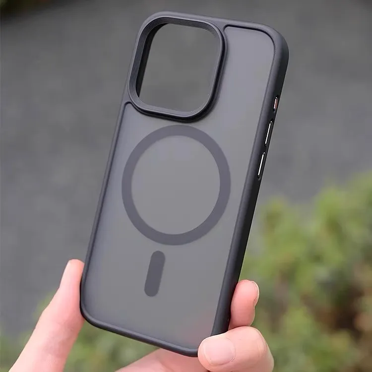 钛灰色适用iPhone16promax手机壳苹果磨砂肤感透明磁吸男女高级感