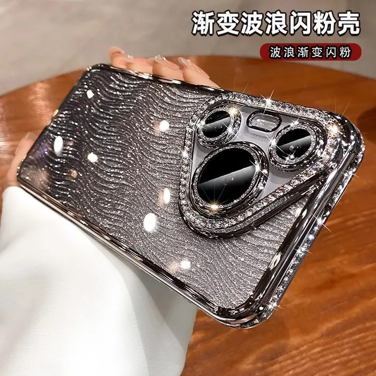 适用华为pura80手机壳透明保护壳闪粉卡纸网红女款奢华电镀高级感