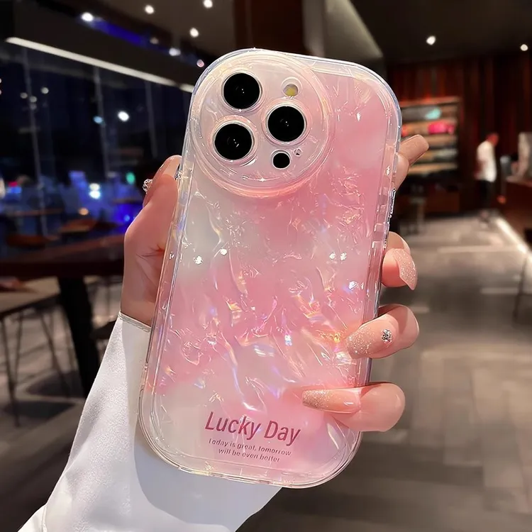 渐变贝壳纹适用苹果16pro手机壳网红女款可爱少女创意ins风小清新