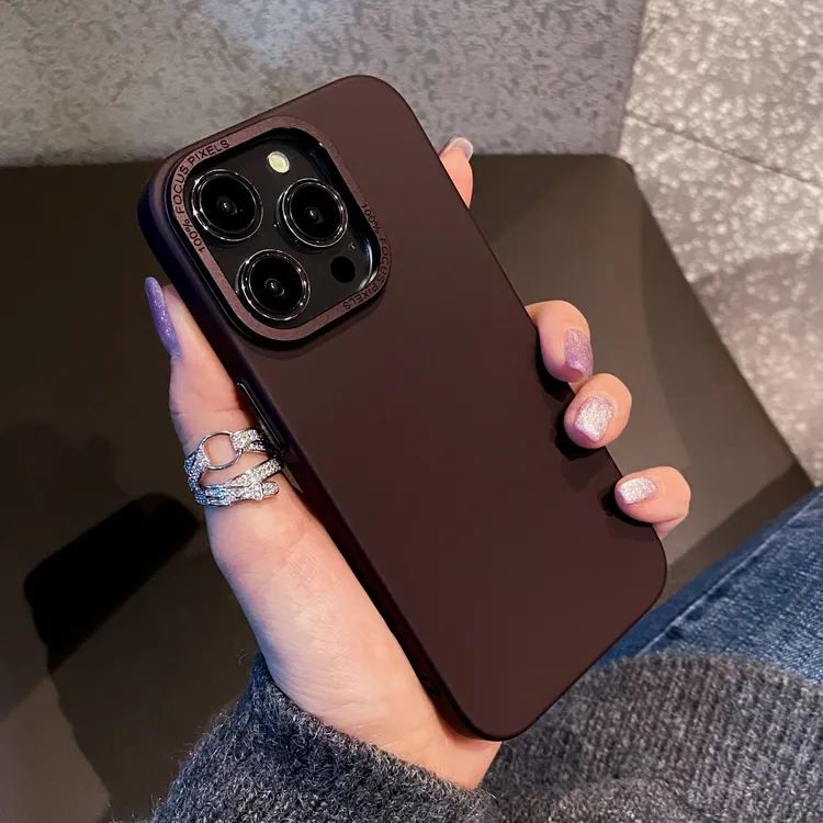 适用于苹果16promax手机壳酒红色简约奢华高端男女款网红小众情侣