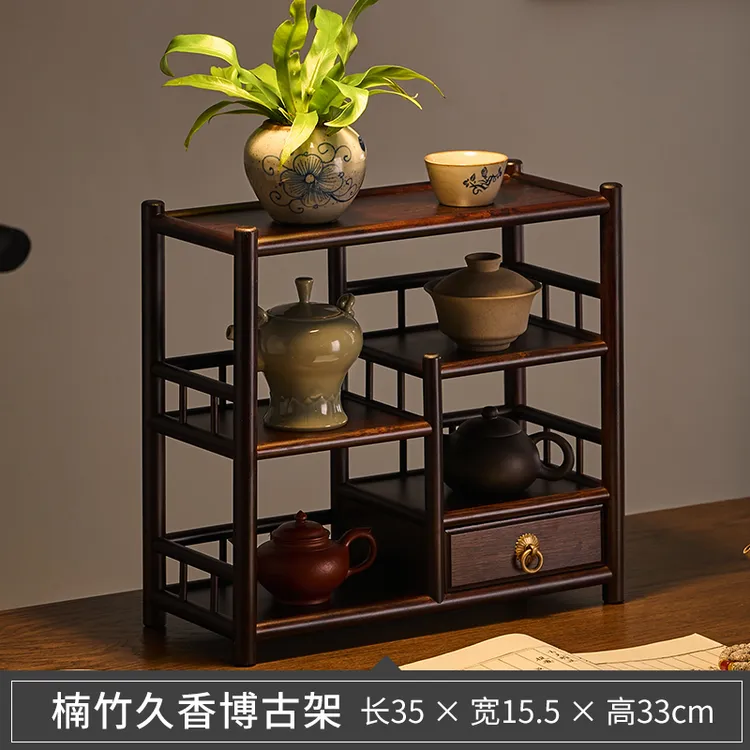 茶杯架子置物架实木中式小博古架桌面茶壶摆放架茶桌收纳架陈列