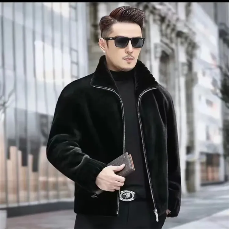 男士时尚潮流两面穿百搭立领男款秋冬保暖夹克加厚外套休闲男外套