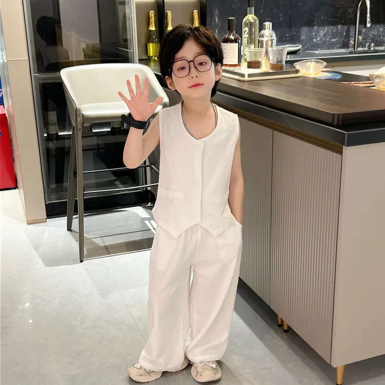 2025夏季新款薄款套装舒适帅气中小童时尚两件男孩套装透气休闲