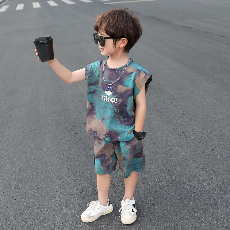 男童夏装背心套装2025新款宝宝夏款无袖衣服酷帅气儿童装夏季坎肩