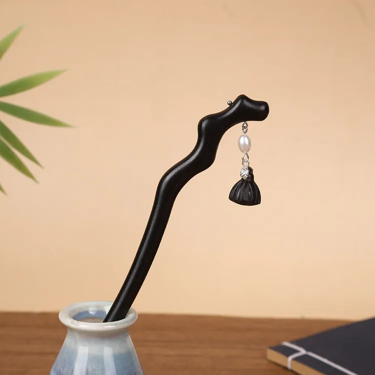 18厘米黑檀木发簪简约发簪百搭日常木簪精致盘发木簪子发饰