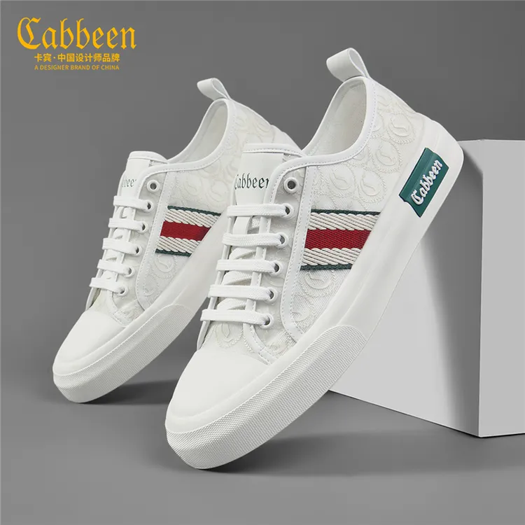 卡宾2025夏季薄款透气帆布鞋男士休闲潮鞋低帮板鞋百搭潮流男鞋