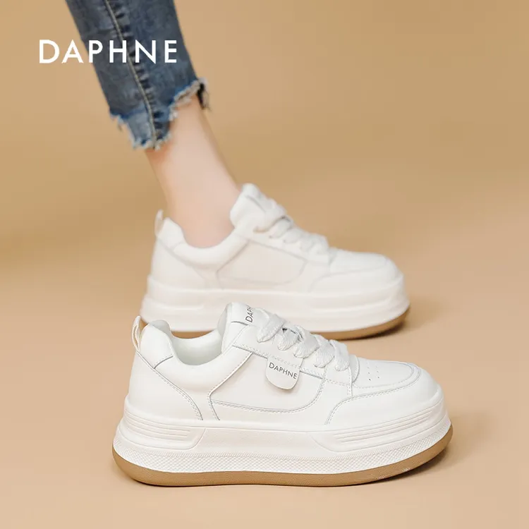 Daphne/达芙妮厚底小白鞋女2025秋季新款时尚简约百搭休闲板鞋