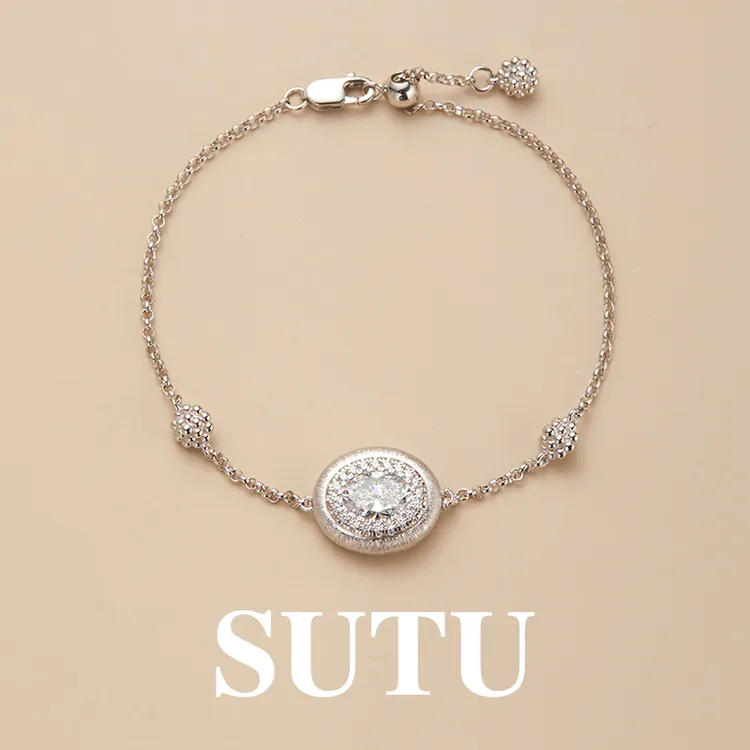 925银合成锆石手链 时尚中古意大利手工拉丝鸽子蛋锆石手链百搭