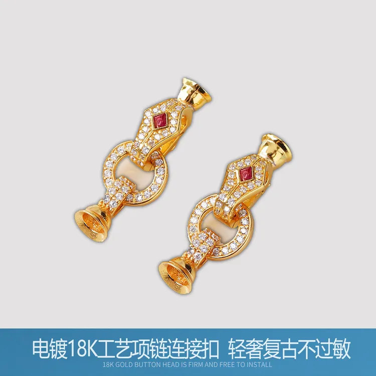 古法18k金工艺项链连接扣接头吊坠万能扣头多功能纯银手工diy配饰