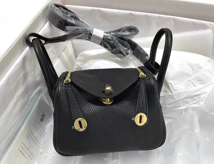 琳迪mini19黑色 高级感TC头层牛皮医生包单肩斜跨包对版高货