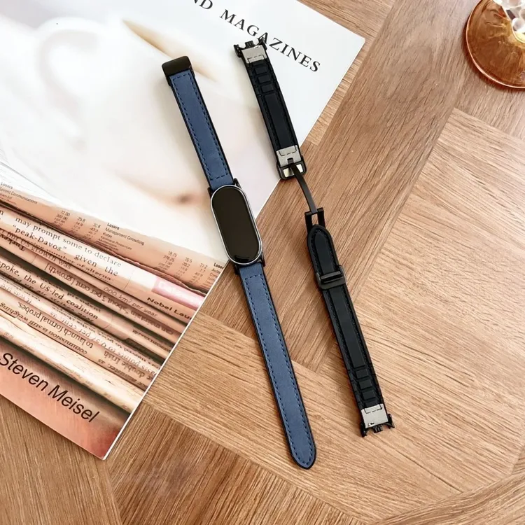 适用小米手环89磁吸扣表带运动秋冬替换腕带高级NFC新款智能皮质