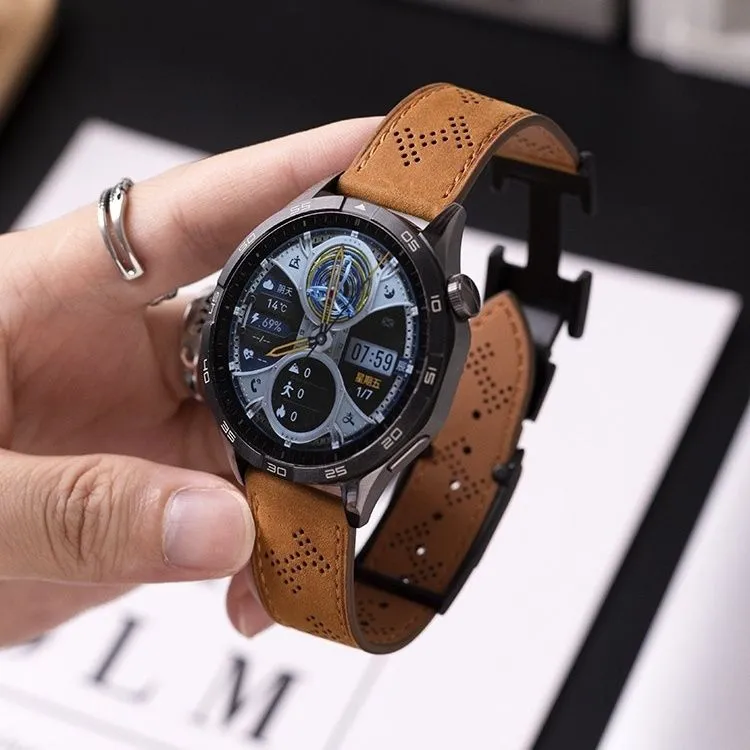 适用爱国者aigo V8/GT8/M8/GT3/FW06真皮H扣磁吸表带微孔商务百搭