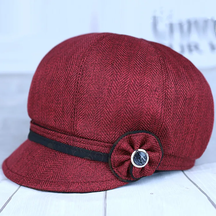 中老年人帽子女妈妈春秋天短檐布帽奶奶薄款鸭舌帽秋季休闲贝雷帽