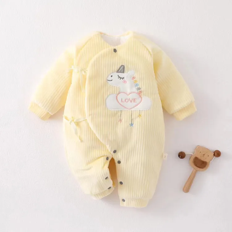 新生婴儿连体爬服春秋连体蝴蝶衣夹棉保暖新生儿宝宝爬服