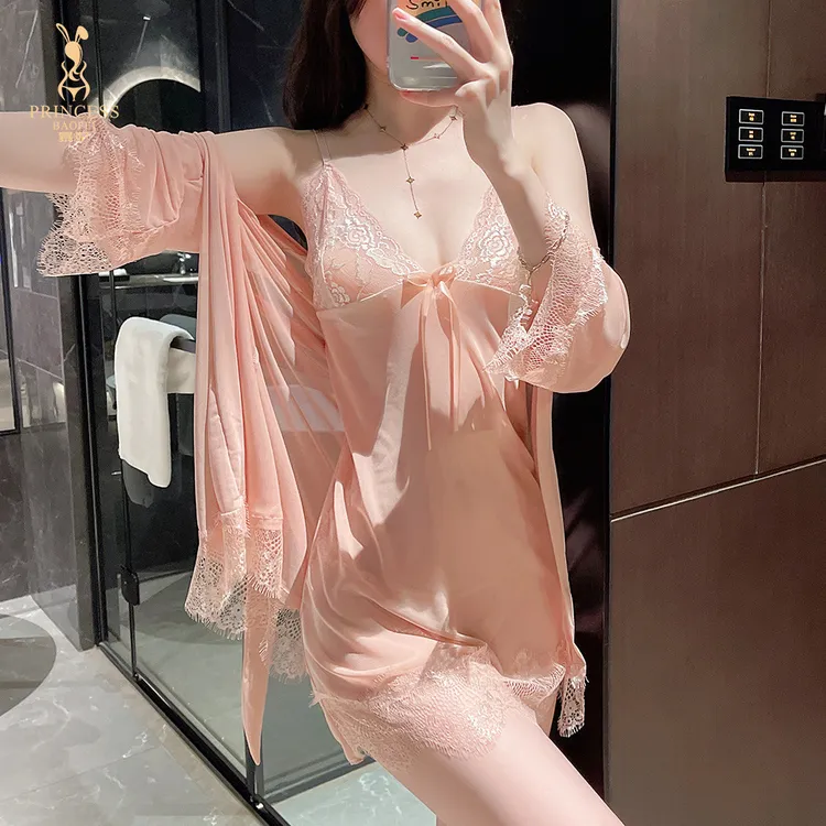 网纱缎面大码情调内衣薄款纯欲魅力情调吊带春夏性感透明蕾丝睡衣