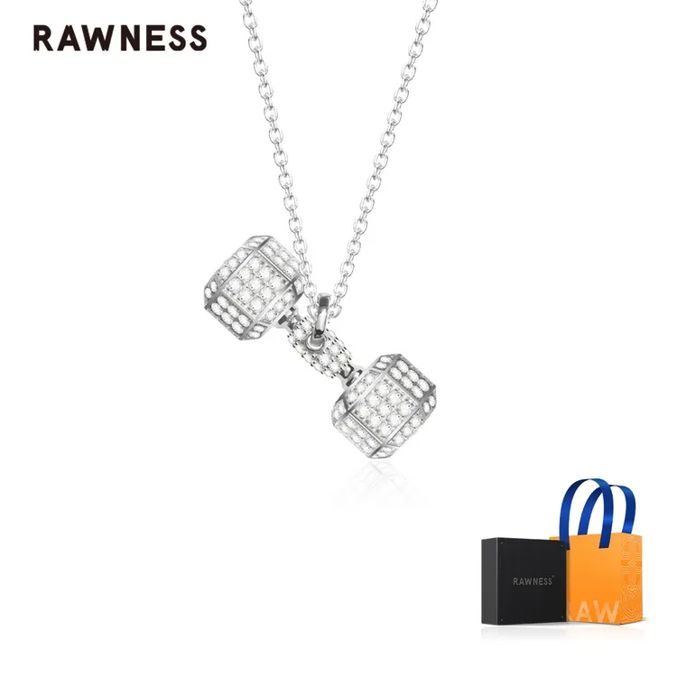RAWNESS 钛钢项链  哑铃项链 健身吊坠坠链满钻时尚轻奢镶钻小众