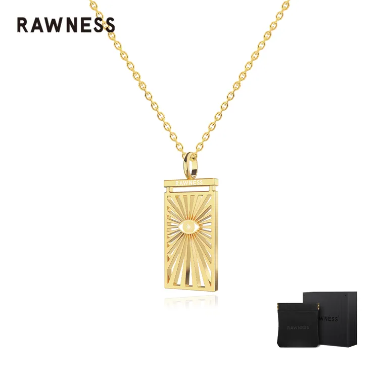 RAWNESS 钛钢项链 情人节礼物太阳之眼项链太阳主题方牌锁骨链