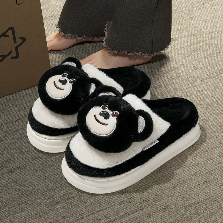 猫力 卡通厚底棉拖鞋女士秋冬季新款室内家居保暖防滑可爱拖鞋女