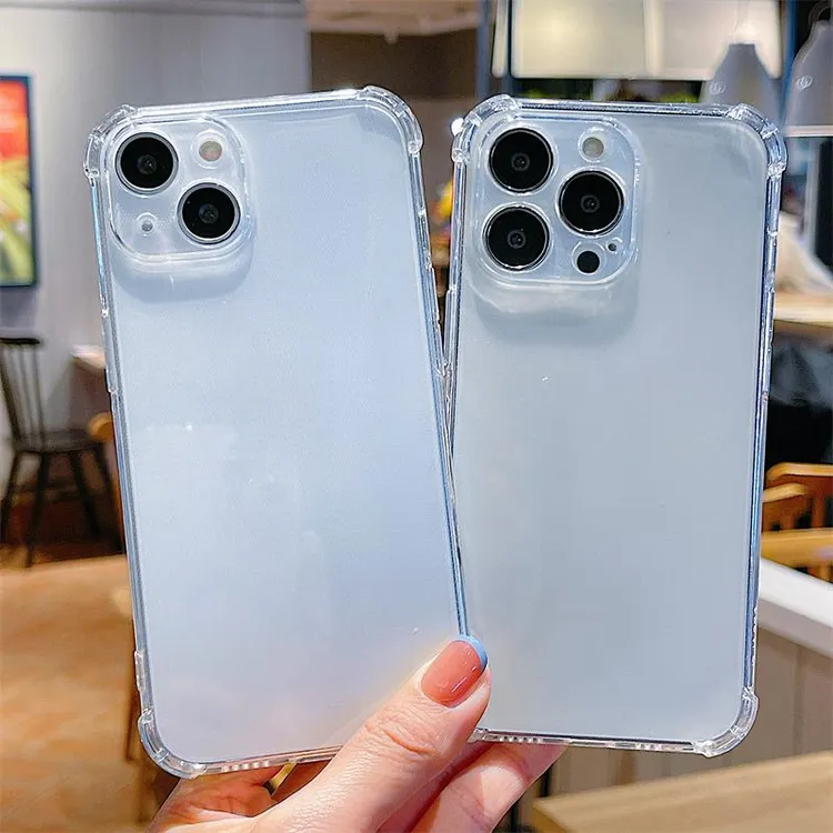 透明四角防摔苹果14promax手机壳iPhone13不发黄软壳12全包边11女