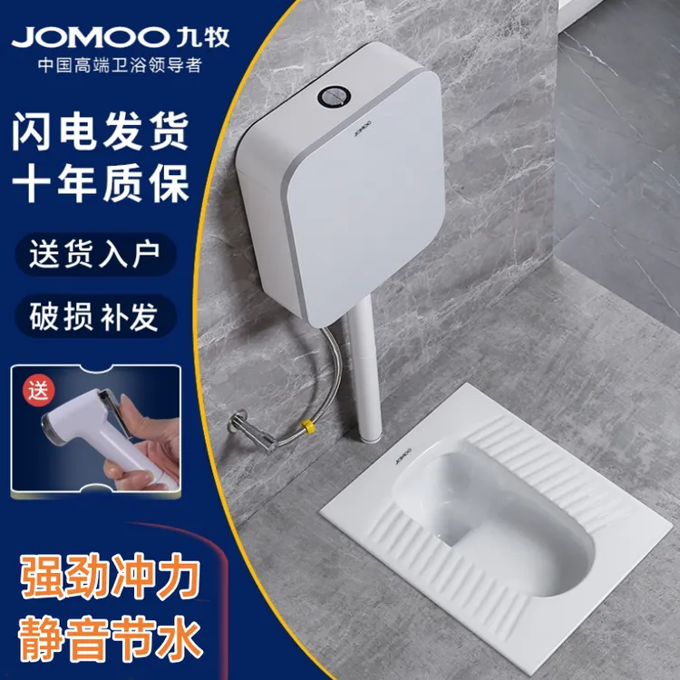 九牧通用卫生间陶瓷蹲便器蹲坑式水箱整套便盆大便器蹲厕防臭便池