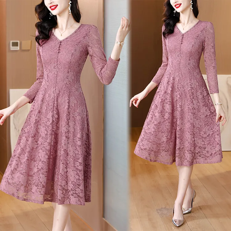 优雅气质时尚修身收腰连衣裙显瘦百搭中长款女装2025春秋季新款