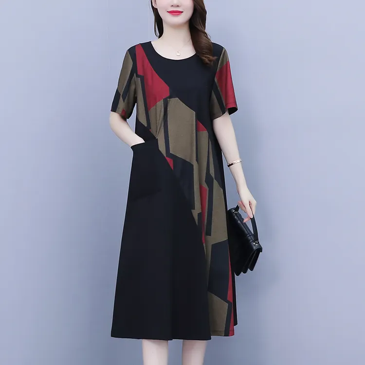 妈妈夏装棉绸连衣裙夏季女高端品牌中老年女装大码宽松遮肚子裙子