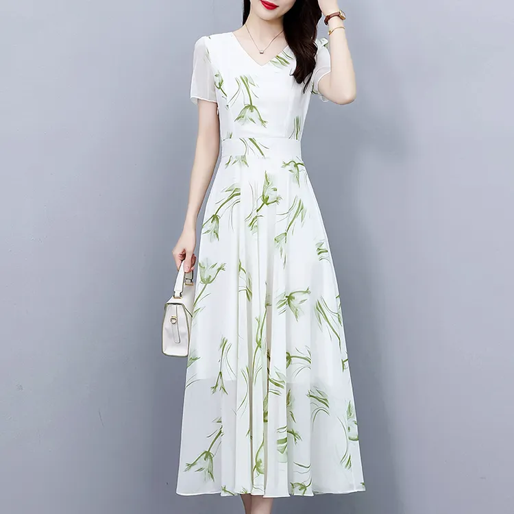 雪纺碎花连衣裙子女夏季2025新款今年流行高端奢华品牌温柔风裙子