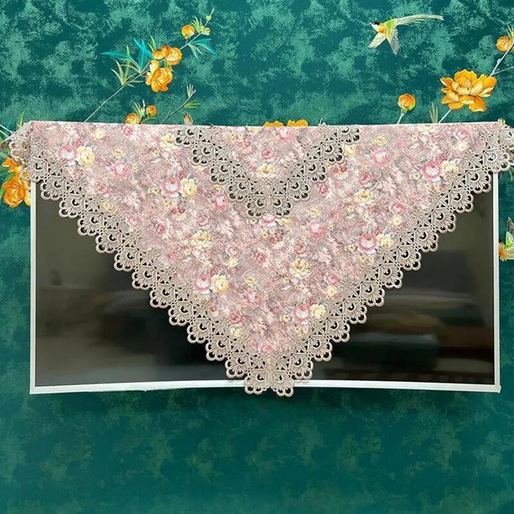 电视机盖布欧式简约布艺蕾丝55寸65寸50寸防尘罩液晶电视罩盖巾