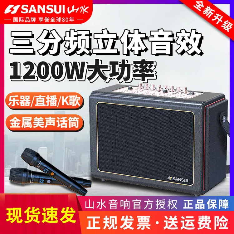 山水E12唱歌录音演出便携式大功率广场舞音响无线免息k歌专业显示