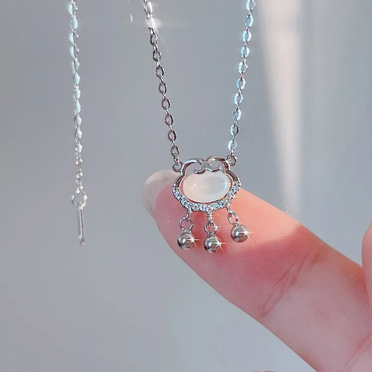 钛钢项链 如意平安锁项链女轻奢小众设计祥云长命锁女友闺蜜礼物