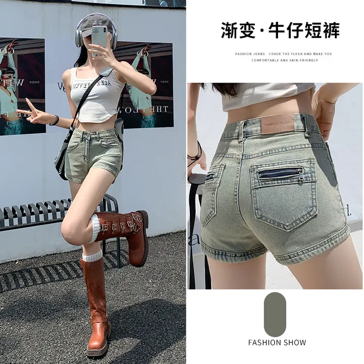 短裤夏季女款夏天显瘦薄款辣妹个性拉链牛仔短裤牛仔裤辣妹短裤
