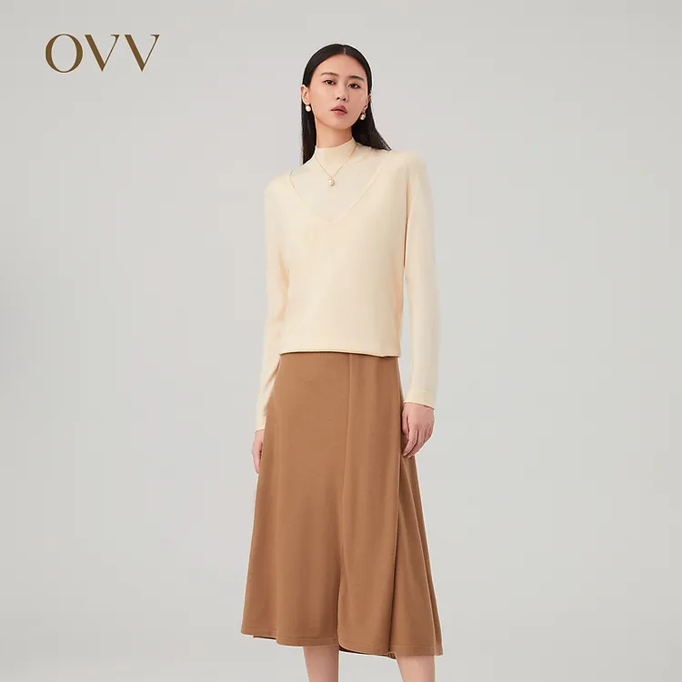 【可机洗黄金羊毛】OVV秋冬新款女装长袖针织衫GNZAJ33104AA5